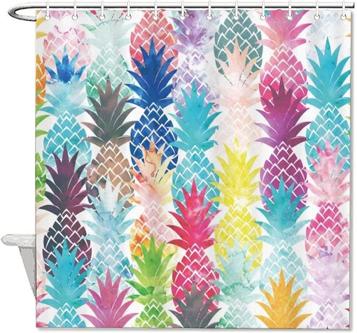 Hawaiian Pineapple Pattern Shower Curtain for Bathroom Decor, Housewarming Gift
