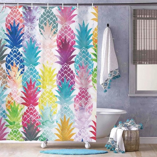 Hawaiian Pineapple Pattern Shower Curtain for Bathroom Decor, Housewarming Gift