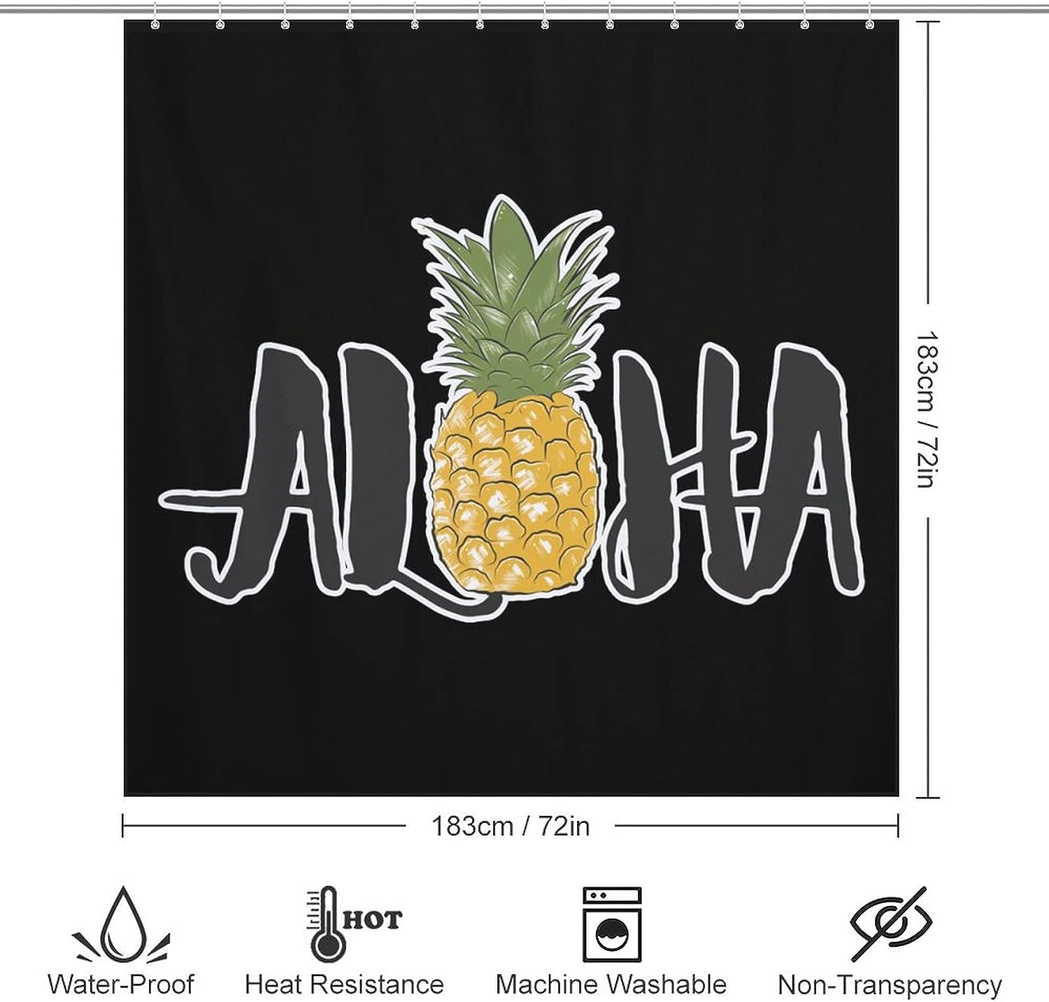 Hawaiian Print Shower Curtain for Tropical Bathroom Decor