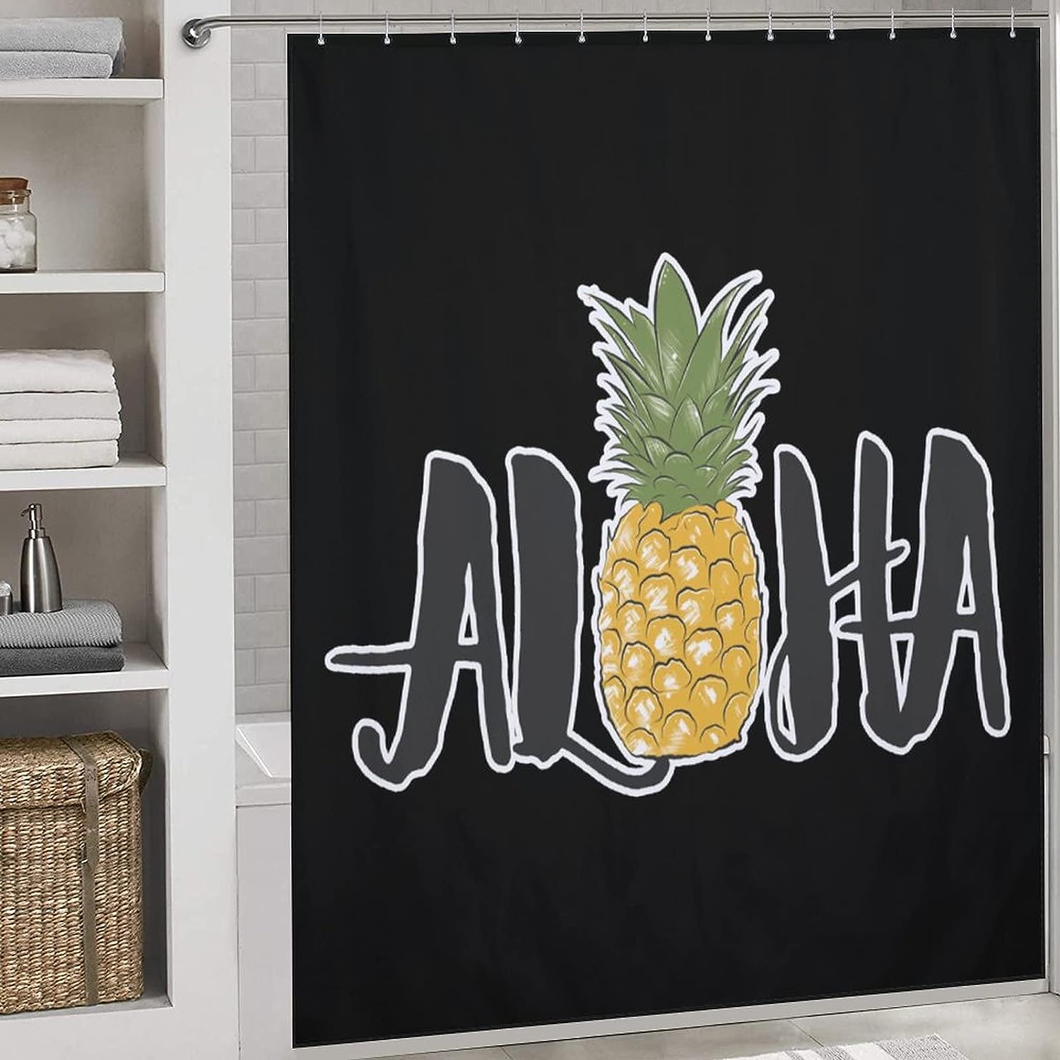 Hawaiian Print Shower Curtain for Tropical Bathroom Decor