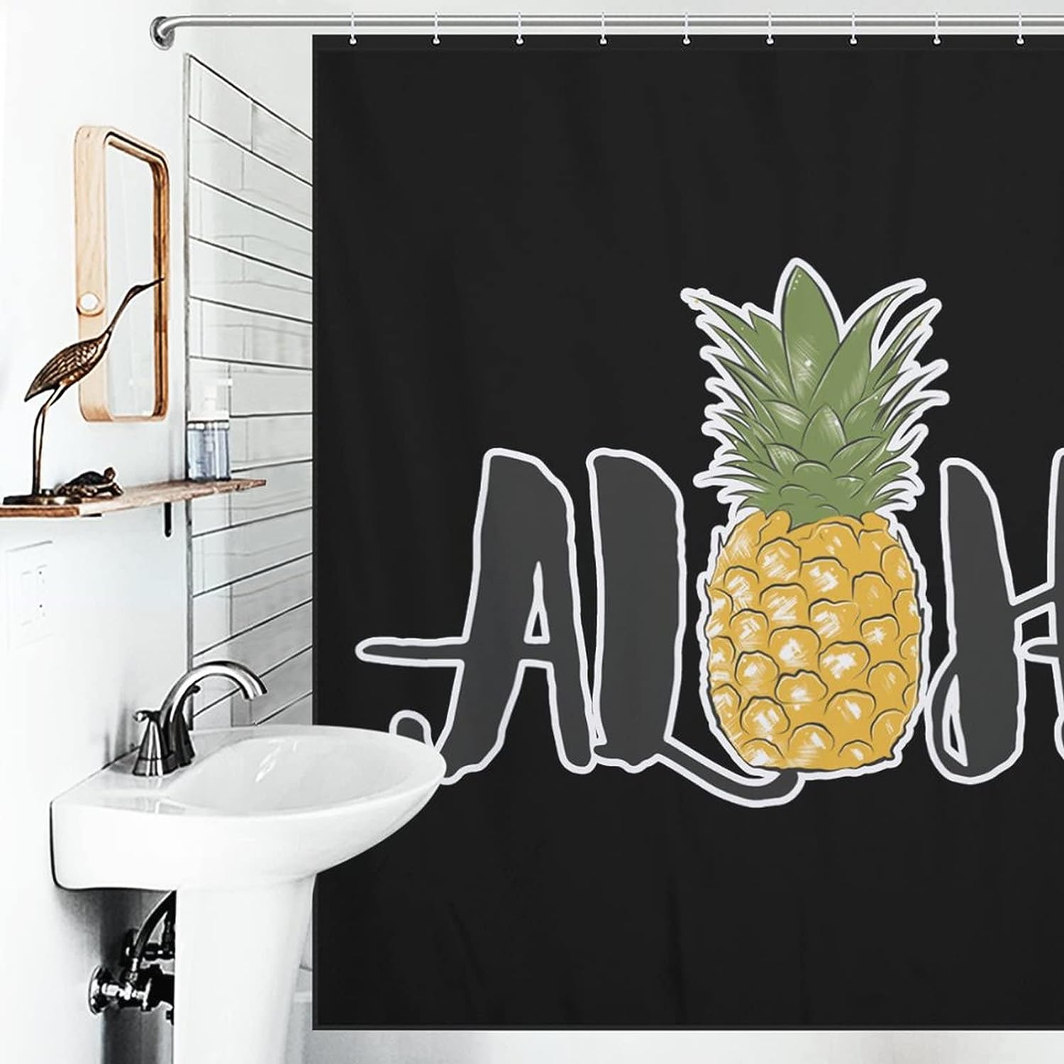 Hawaiian Print Shower Curtain for Tropical Bathroom Decor