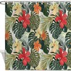 Hawaiian Summer Tropical Island Vegetation Leaves Shower Curtain for Bathroom Decor