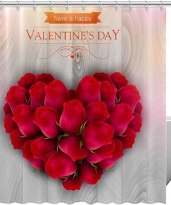 Heart Rose Shower Curtain for Bathroom Decor on Valentines Day