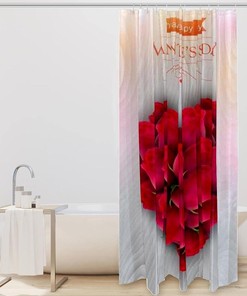 Heart Rose Shower Curtain for Bathroom Decor on Valentines Day