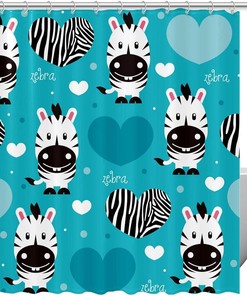 Heart Shower Curtain with Zebra Design for Bathroom Decor and Home Decor
