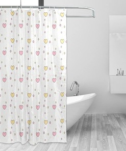 Hearts and Stars Shower Curtain - Modern Home Bathroom Hotel Spa Decorations Waterproof Fabric
