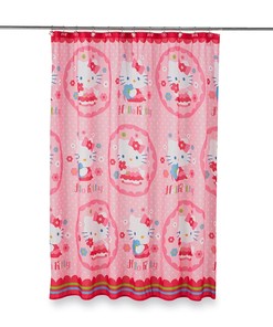 Hello Kitty Fabric Shower Curtain with Matching Hooks - Sanrio Collection