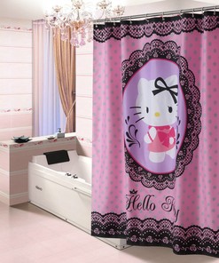 Hello Kitty Pink Lace Shower Curtain for Bathroom Decor