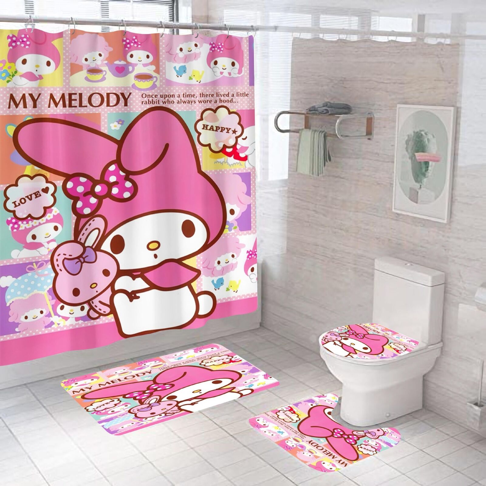 Hello Kitty Waterproof Shower Curtain - Home Decor Bathroom Curtain