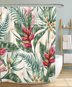 Hibiscus Flower Shower Curtain for a Tropical Bathroom - Home Decor
