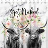 Highland Cow Get Naked Shower Curtain with Farmhouse Western Funny Theme for Home Decor Bathroom Bathtub Curtain