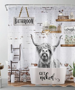 Highland Cow Shower Curtain for a Country-Inspired Bathroom Decor