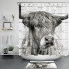 Highland Cow Vintage Rustic Wooden Planks Shower Curtain for Farmhouse Bathrooms