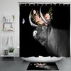 Highland Cow and Butterfly Flower Shower Curtain Set - Rustic Bathroom Accessories
