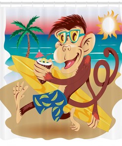 Hipster Holiday Print Monkey Shower Curtain - A Great Addition to Your Bathroom Decor