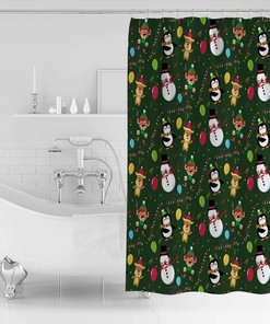 Holiday Cartoon Shower Curtain - Fun Addition to Your Festive Bathroom Decor