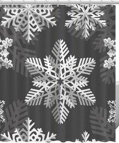 Holidays and Christmas Shower Curtain with Snowflake for Bathroom Decor