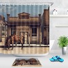 Horse and Wooden House Shower Curtain with Wild West Cowboy Theme Print - Vintage Bathroom Decor