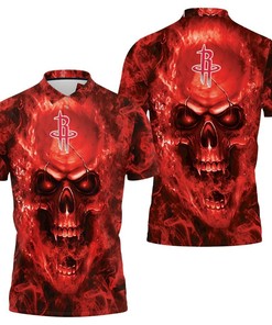 Houston Rockets Nba Fans Skull 3D All Over Print Polo Shirt Perfect for NBA Fans