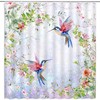 Hummingbird Flower Shower Curtain - Bird Spring Floral Garden Nature Plant Fabric Bathroom Decoration