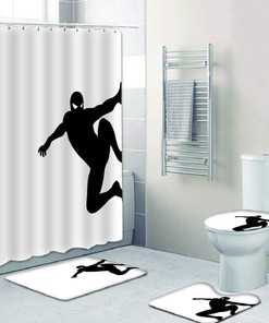 Iconic Spider-Man Silhouette Shower Curtain for Cool Bathroom Decor 