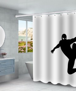 Iconic Spider-Man Silhouette Shower Curtain for Cool Bathroom Decor