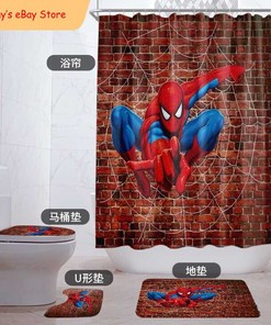 Iconic Spiderman Wall Bathroom Shower Curtain for Cartoon Bathroom Decor
