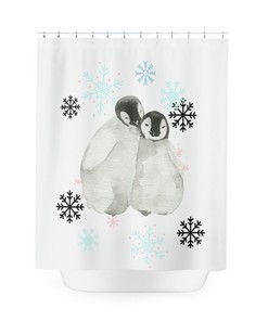 In Love Penguin Shower Curtain - Cute and Romantic Bathroom Decor