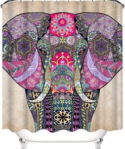 Indian Bohemian Boho Elephant Shower Curtain - Bathroom Curtain Decor