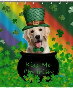 Irish Dog Shower Curtain for StPatrick's Day Home Decor by Quotes