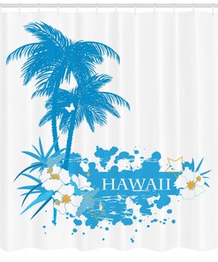 Island Aqua Print Shower Curtain for Bathroom Decor