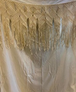 Ivory Boho Macrame Shower Curtain for a Bohemian Bathroom Decor 