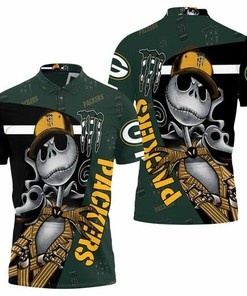 Jack Skellington Monster Energy Green Bay Packers 3D Polo Shirt