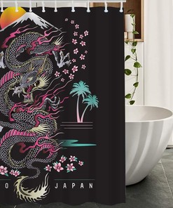 Japanese Dragon Cherry Blossom Shower Curtain - Home Decor for Bathroom