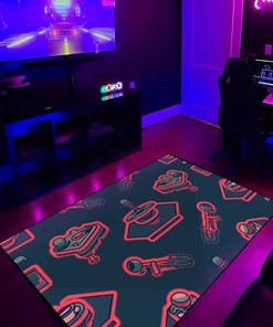 Joystick Arcade Pattern Rug, Customizable Gamer Rug for Bedroom