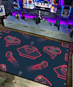 Joystick Arcade Pattern Rug, Customizable Gamer Rug for Bedroom