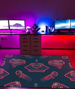 Joystick Arcade Pattern Rug, Customizable Gamer Rug for Bedroom