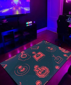 Joystick Arcade Pattern Rug, Customizable Gamer Rug for Living Room