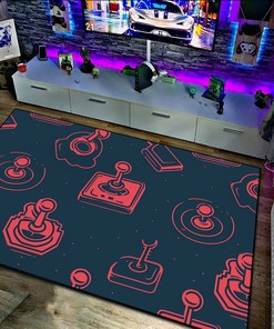 Joystick Arcade Pattern Rug, Customizable Gamer Rug for Living Room