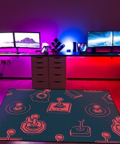 Joystick Arcade Pattern Rug, Customizable Gamer Rug for Living Room