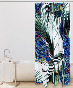 Jungle Colored Feather Peacock Fabric Shower Curtain for Bathroom Decor