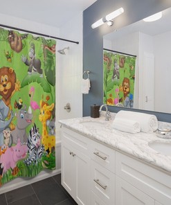 Kids Safari Animals Shower Curtain for Fun and Cute Bathroom Decor and Baby Accessories for Your Little One