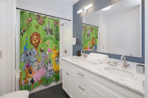 Kids Safari Animals Shower Curtain for Fun and Cute Bathroom Decor and Baby Accessories for Your Little One