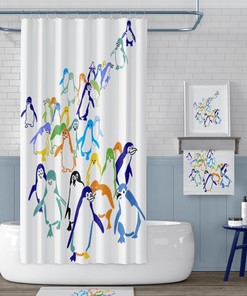 Kids Shower Curtain with Cute Penguin Design - Colorful and Fun