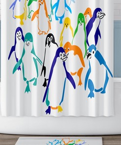 Kids Shower Curtain with Cute Penguin Design - Colorful and Fun