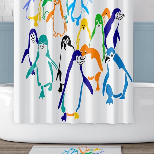 Kids Shower Curtain with Cute Penguin Design - Colorful and Fun