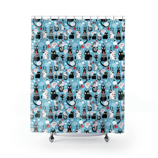 Kitty Cat Meow Shower Curtain for Bathroom Decor