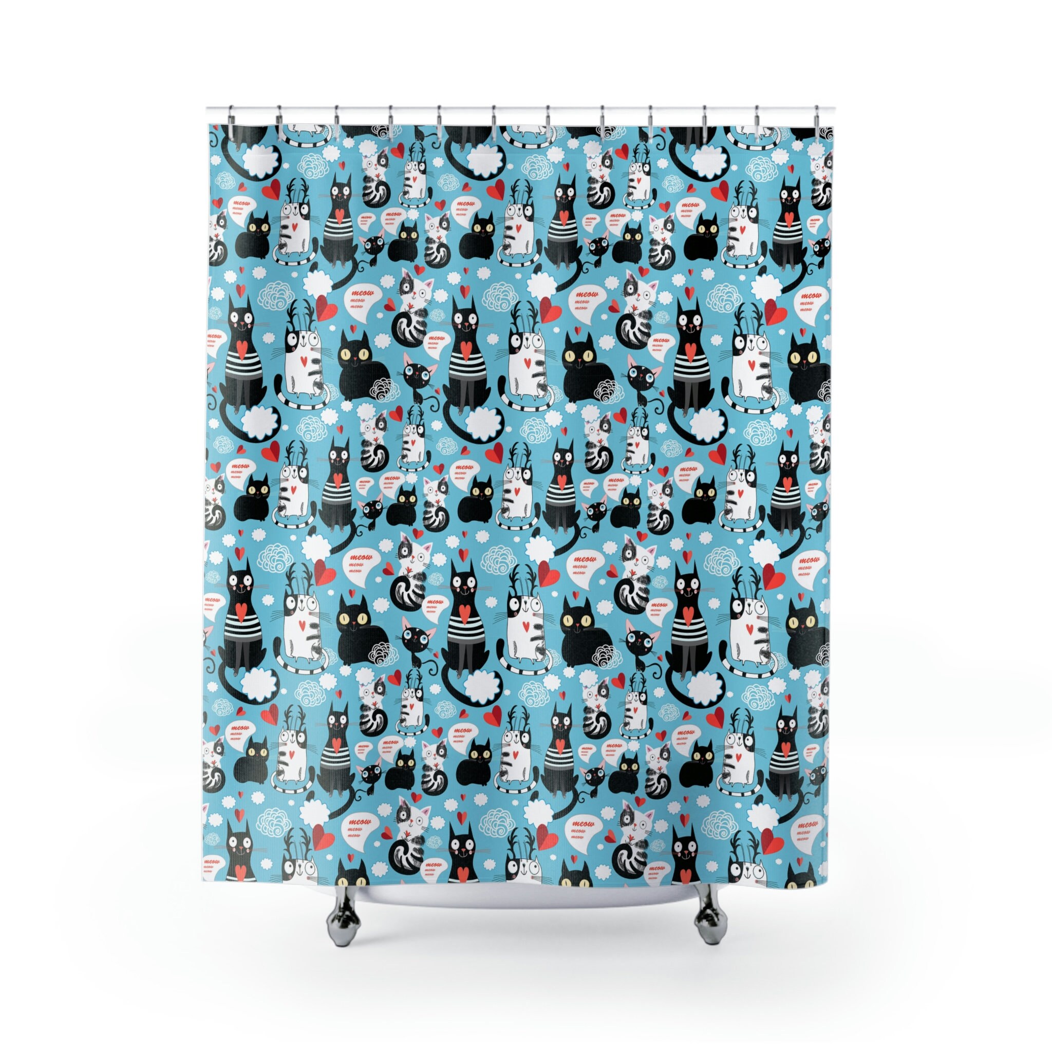 Kitty Cat Meow Shower Curtain for Bathroom Decor