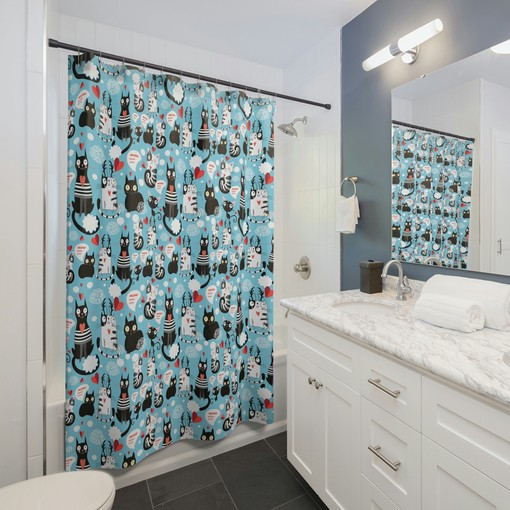 Kitty Cat Meow Shower Curtain for Bathroom Decor