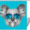 Koala and Palm Tree Hawaii Shower Curtain for Ocean Bathroom Decor